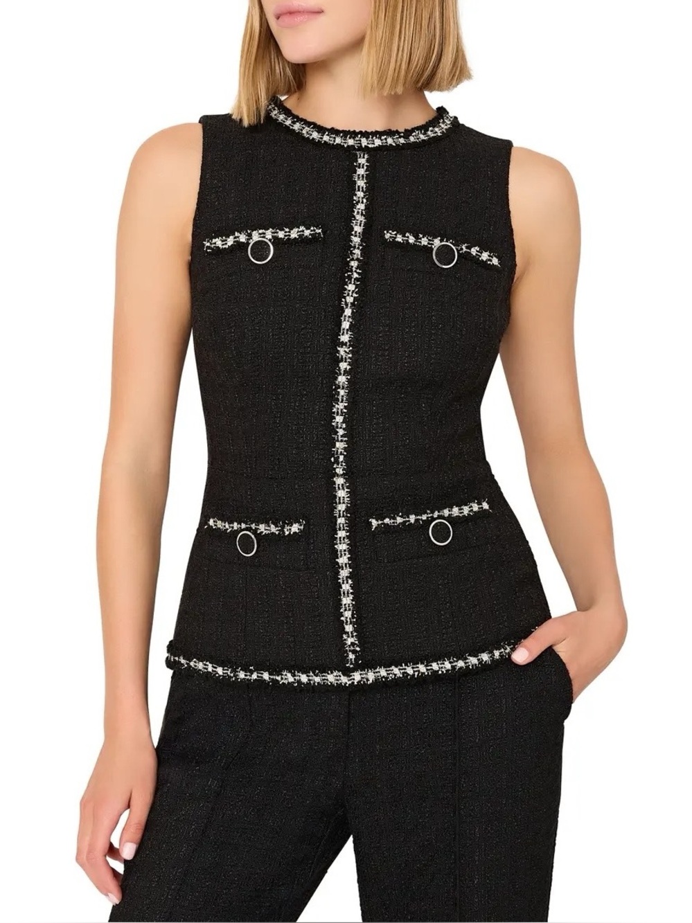 Milly Nette Boucle Shell Top Sleeveless Tweed Size Medium $395